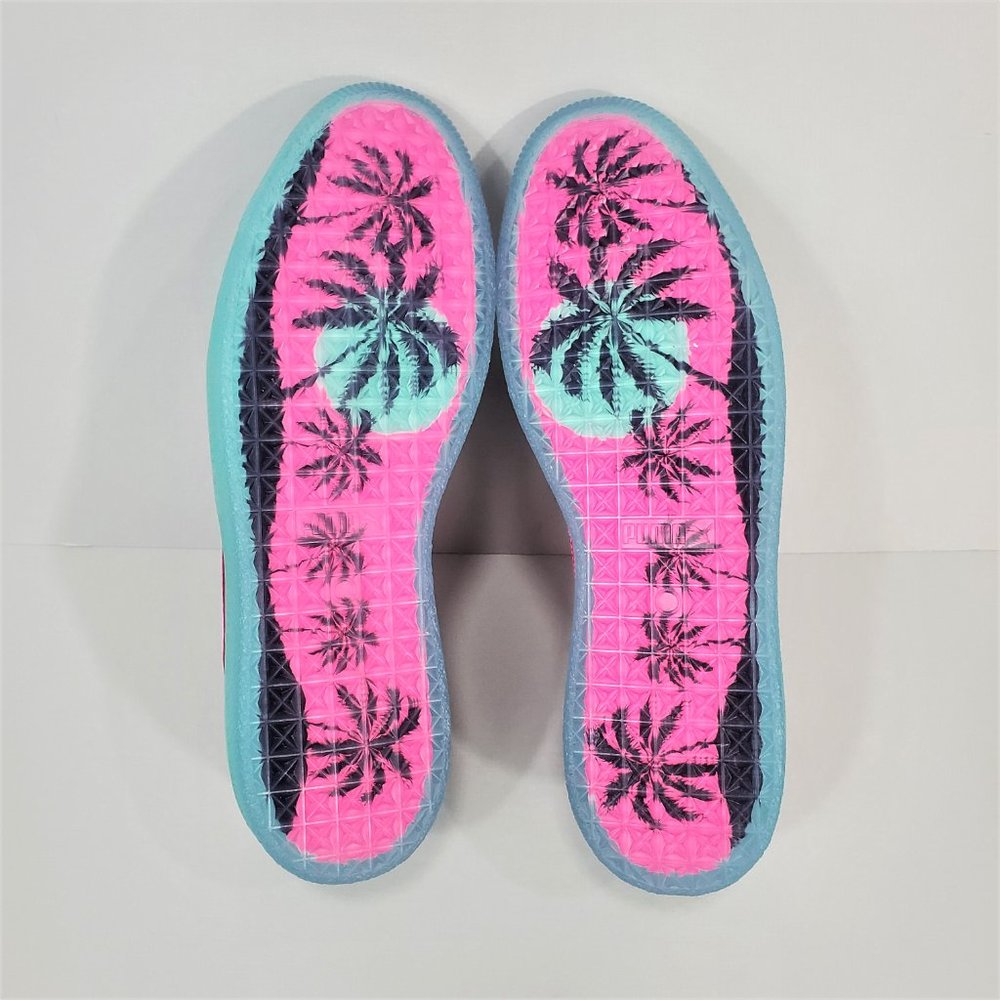 Puma Green and Pink Clyde South Beach Palm Tree Sneakers Men’s Size 11 - Picture 14 of 16